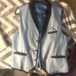 COOFANDY men medium light blue and black vest